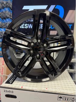 22x9 Voxx Replica Trail Boss Gloss Black Wheels 6x5.5 (24mm) Set of 4 Chevrolet