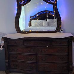 California King Size Bed Frame With Dresser LED Lights Installed 