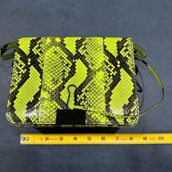 NWOT Off-White Embossed Binder Clip Crossbody Bag Green Black 