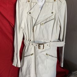 GUESS BY MARCIANO LEATHER TRENCH JACKET 