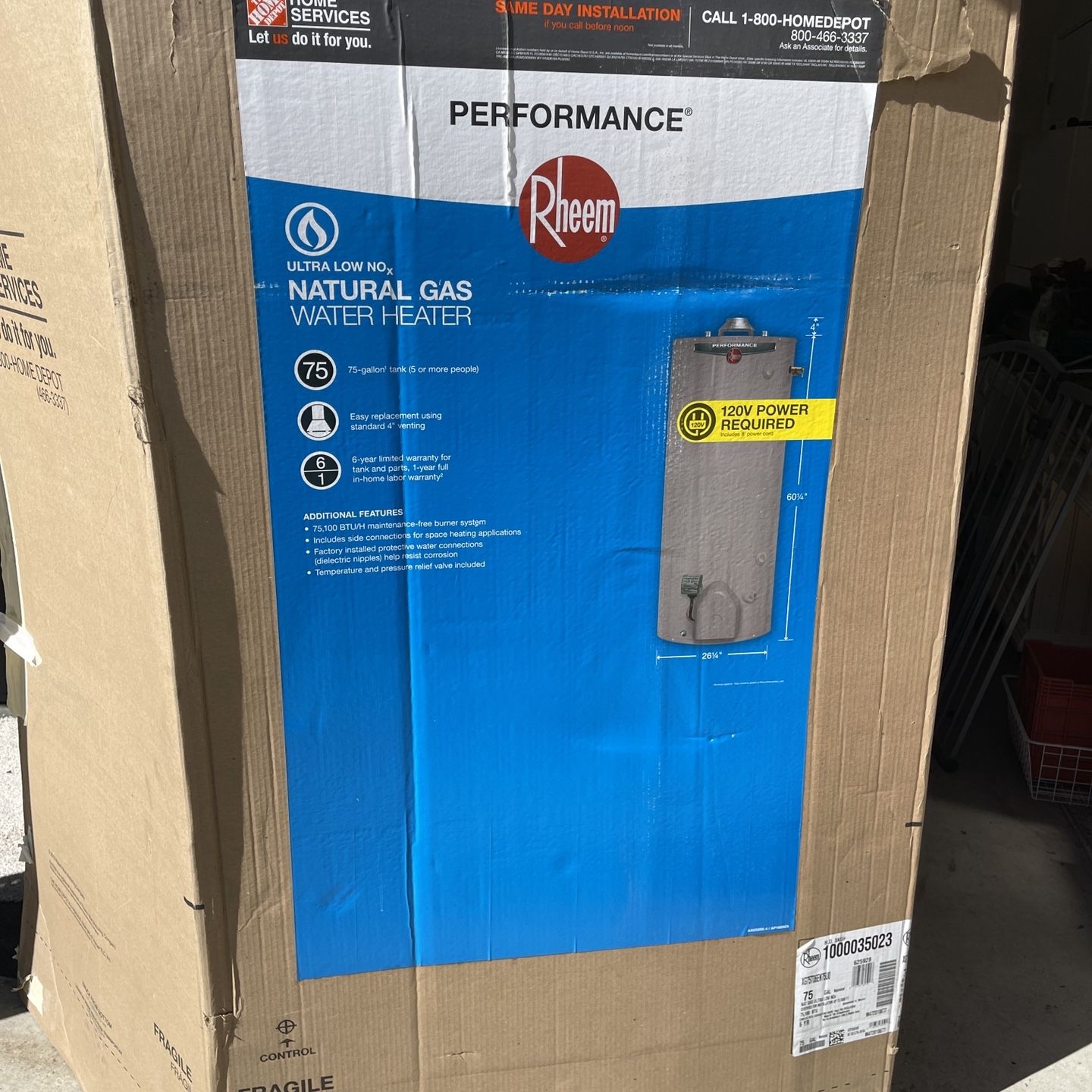 Brand New Rheem 75 Gallon Water Heater 75,100 BTU for Sale in Tracy, CA -  OfferUp