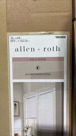 allen + roth Trim at Home 2-in Slat Width 35-in x 64-in Cordless White Faux Wood Room Darkening Horizontal Blinds