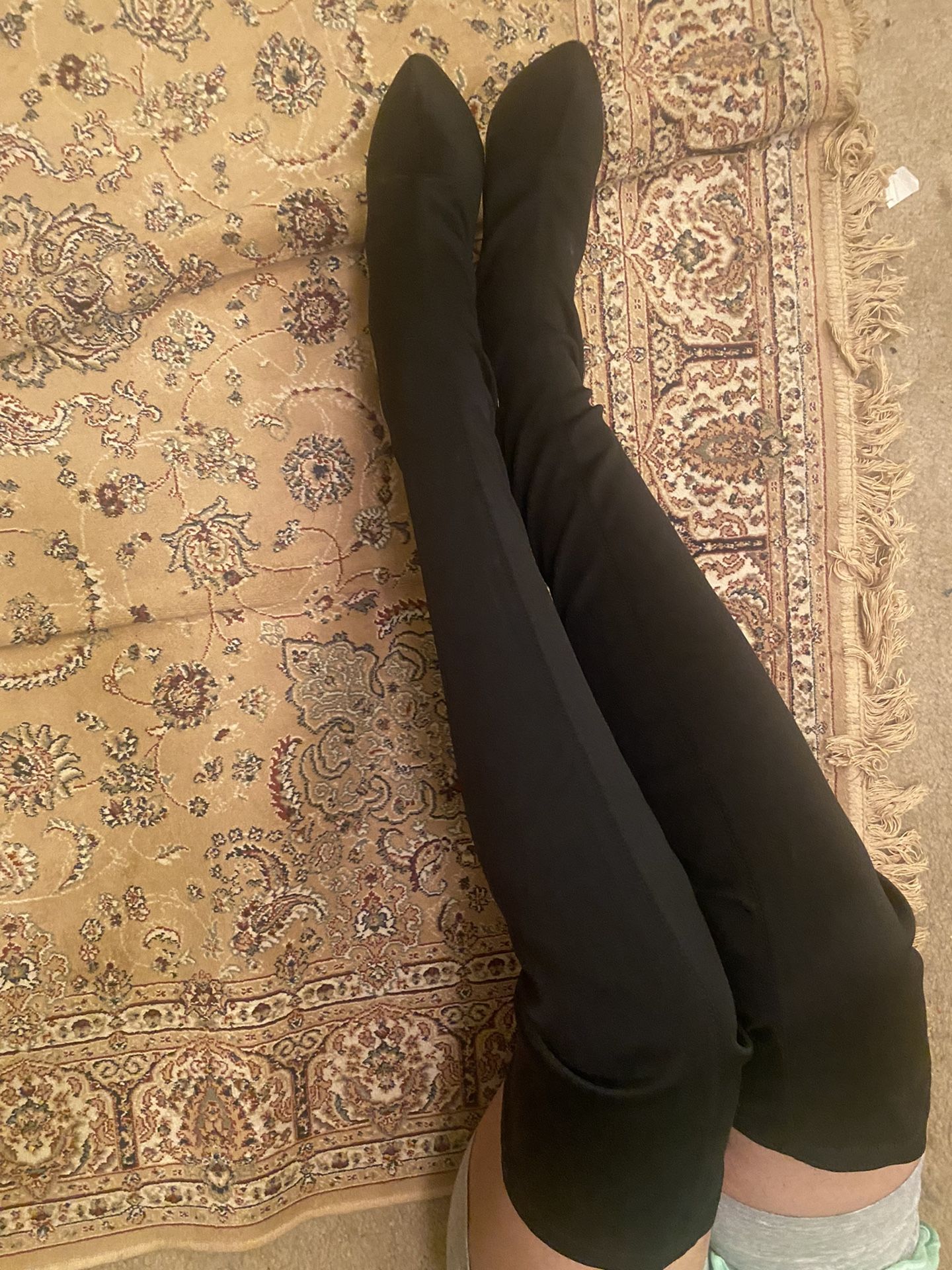 Black Thigh High Boots Size 8 NEW