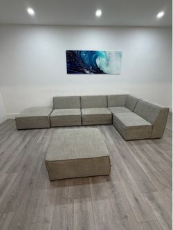 Pottery Barn Teen Modular Sofa Couch Gray 6pcs