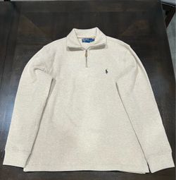 Polo Ralph Lauren Men's 1/4 Zip Cotton Knit Mock Neck Sweater Beige M