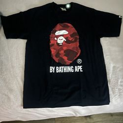 Black/Red Bape Shirt with stock x verification