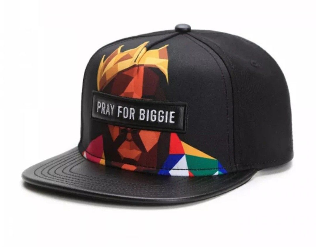 "Pray For Biggie" Flat Brim Snapback Hat. 