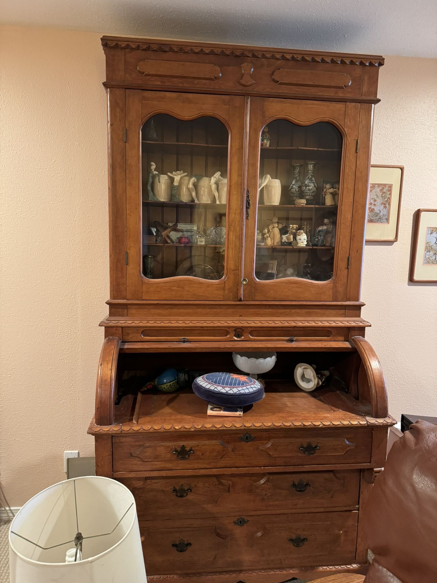 Antique Roll Top Desk With Hutch