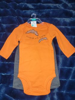 Carter's Halloween long-sleeve and Pants Set Halloween baby outfit. Black and white striped pants