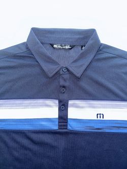 TravisMathew Men's Striped Golf Polo Shirt Large