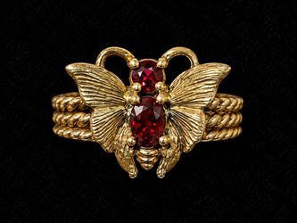 Vintage William Schneider Insect Statement Ring – Natural Garnet Size 6