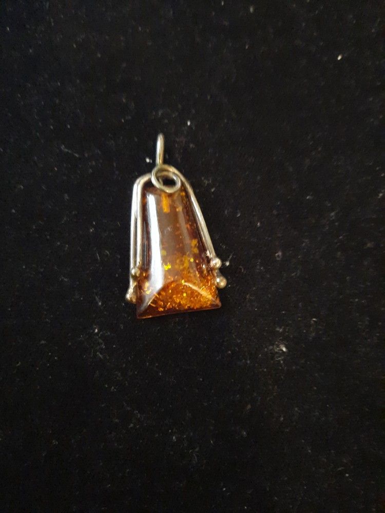 Sterling Silver Amber Charm
