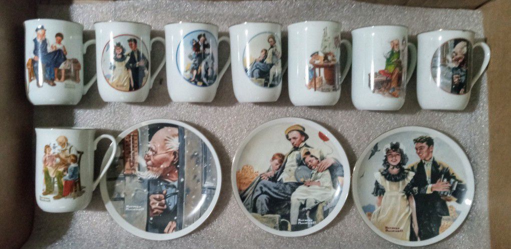 Norman Rockwell Cups and Plates 
