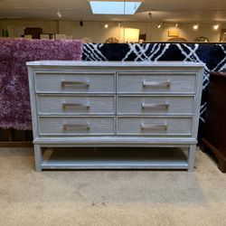  Grey Wood and Faux Stone Top Chest of Drawers