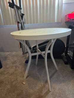 18" wide white metal outdoor table