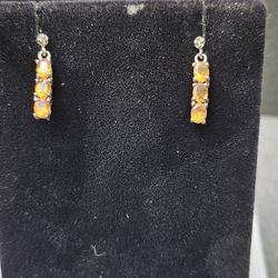 Genuine Orange Sapphire Earrings 