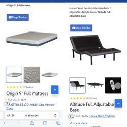 Altitude Adjustable Full Bed Base electric & mattress Remote Control Like New