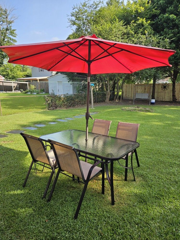 Patio Table With Chairs And Umbrella (MUST GO!)