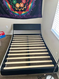 Black faux leather Full Bed Frame