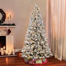 Pre- lit flocked xmas tree