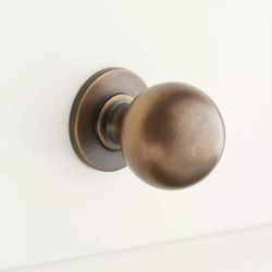 SIGNATURE HARDWARE 1" Rodino Solid Brass Round Cabinet Knob - Antique Brass