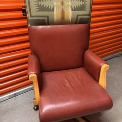 Leather High back Swivel Desk Chair With Arms And Pendleton Upholstered Headrest 