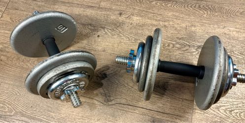 Set of Standard Cast Iron Dumbbells CAP. 80 pounds.