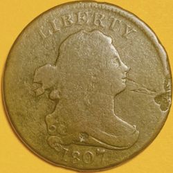 1807 U.S. DRAPED BUST HALF 1/2 CENT PENNY COIN (VG-Very Good)