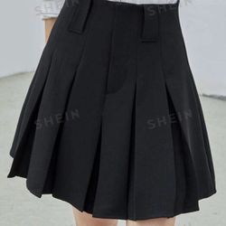 Less High Waist Pleated Black Skirt Without Belt Size S(4) 