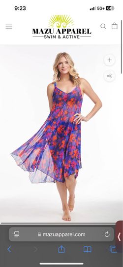 NWT Mid Length Flowy Mesh Coverup Tank Dress in Iridescent Blooms XL