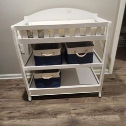 Changing Table With Canvas Bins