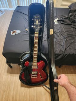 Left Handed Semi Hollow Electric Guitar + Hard Case