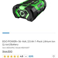 EGO POWER+ 56 -Volt, 2.5 Ah 1 -Pack Lithium Ion (Li-ion) Battery