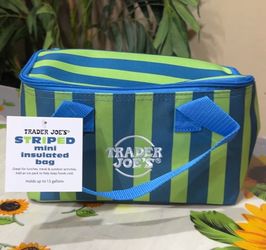 Trader Joe's Striped Mini Insulated Bag - Blue/Green