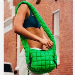 NEW Free People quilted carryall sling crossbody bag - green