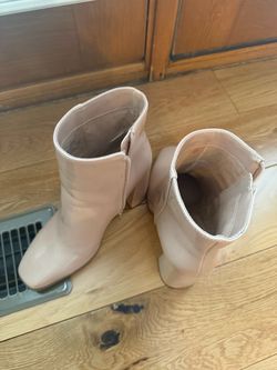 Blush Pink Block Heel Ankle Boots