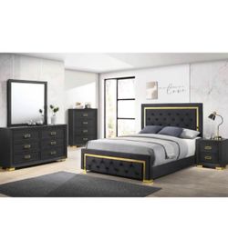 4- Pc Bedroom set Dresser,Mirror  Nightstand (1) Queen size bed frame  Not including Mattress and Box Sp
