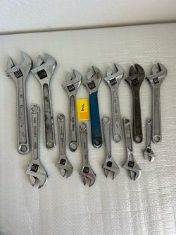 Lot of Adjustable Wrenches – Kobalt, Craftsman, Klein, Husky – 13 Pieces
