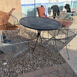 Wrought Iron Patio Set With 42” Table 