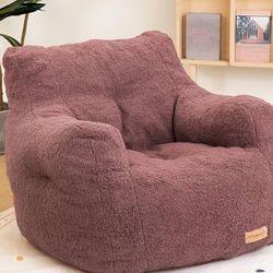 Soft Teddy Adult Foam Filled Bean Bag Chairs,Red
