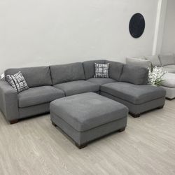 Penelope Fabric Sectional Couch with Ottoman