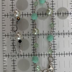 Sterling Silver Glass Beads And Faux Peals Earrings And Bracelet