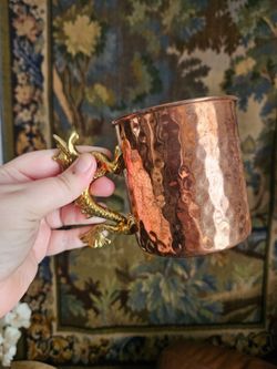 Hammered Copper Mug with Dragon Handle