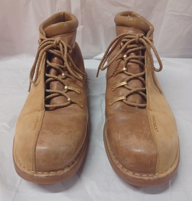 NIKE Jordan Jumpman Two3 Profiler Brown Tan Leather Shoes 303896-701 Men’s 17US