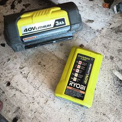  RYOBI 40V 3.0Ah Lithium ion Battery w/Fuel Gauge And Charger