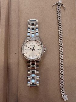 Bulova Watch and silver bracelet