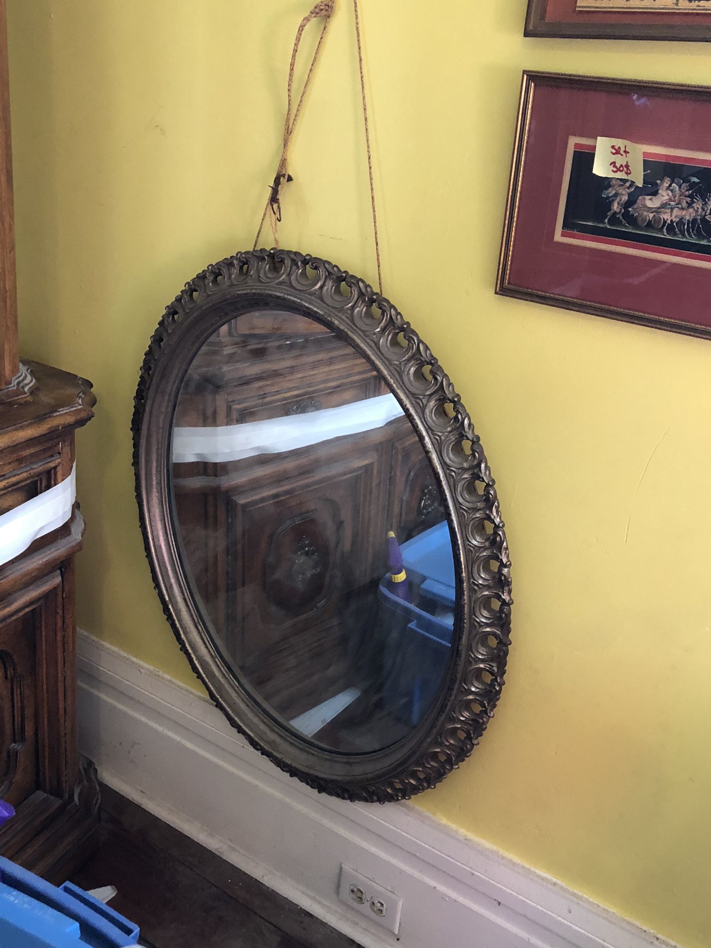 Vintage Oval Wall Mirror - SELLING AS IS