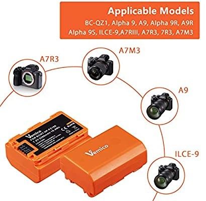 Vemico NP-FZ100 Batteries for Sony Cameras - Alpha A7III....(New)