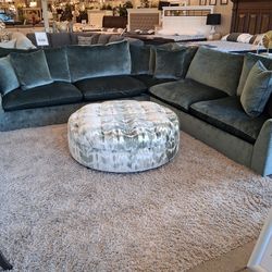 Luxurious Jade Green sectional set