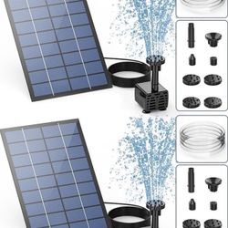 New 2.5W Solar Fountain Pump, DIY Outdoor Solar Water Fountain with 6 Nozzles and 4ft Water Pipe
